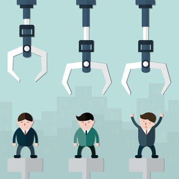 Three men with the robotic arms,cartoon concept - vector