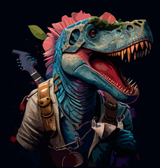 Vector color Rock star dinosaur head