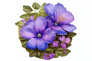 Violet Flowers, Illustration, Generative AI