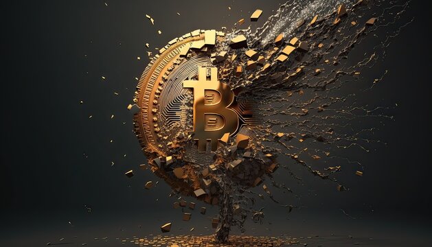Chute du bitcoin, explosion de l'or num&eacute;rique. Illustration IA