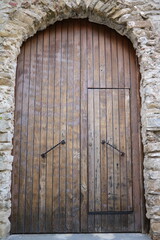 Fototapeta na wymiar Old wooden door in Agropoli, Campania Italy