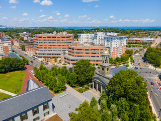 Fototapeta premium United First Parish Church was built in 1828 in downtown Quincy, Massachusetts MA, USA. Presidents John Adams and John Quincy Adams are buried in the family crypt beneath the church. 