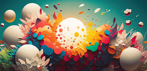 Obraz na płótnie Canvas easter eggs and sun. Generative AI image.
