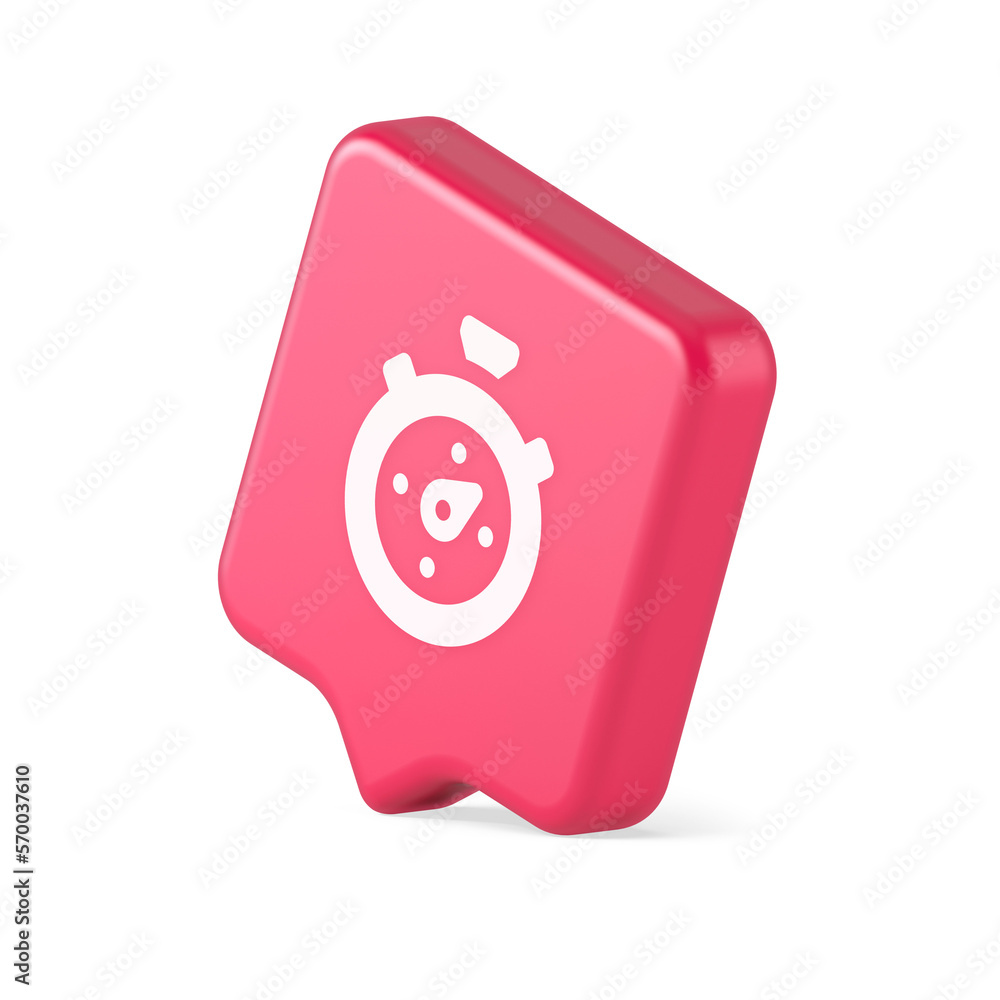 Aufkleber stopwatch button timer speed time counting application panel interface 3d realistic speech bubble ic