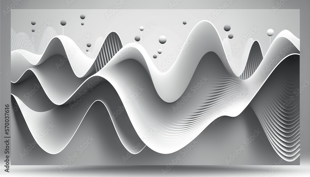 Poster a black and white photo of a wavy pattern on a white background the pattern is composed of a variety
