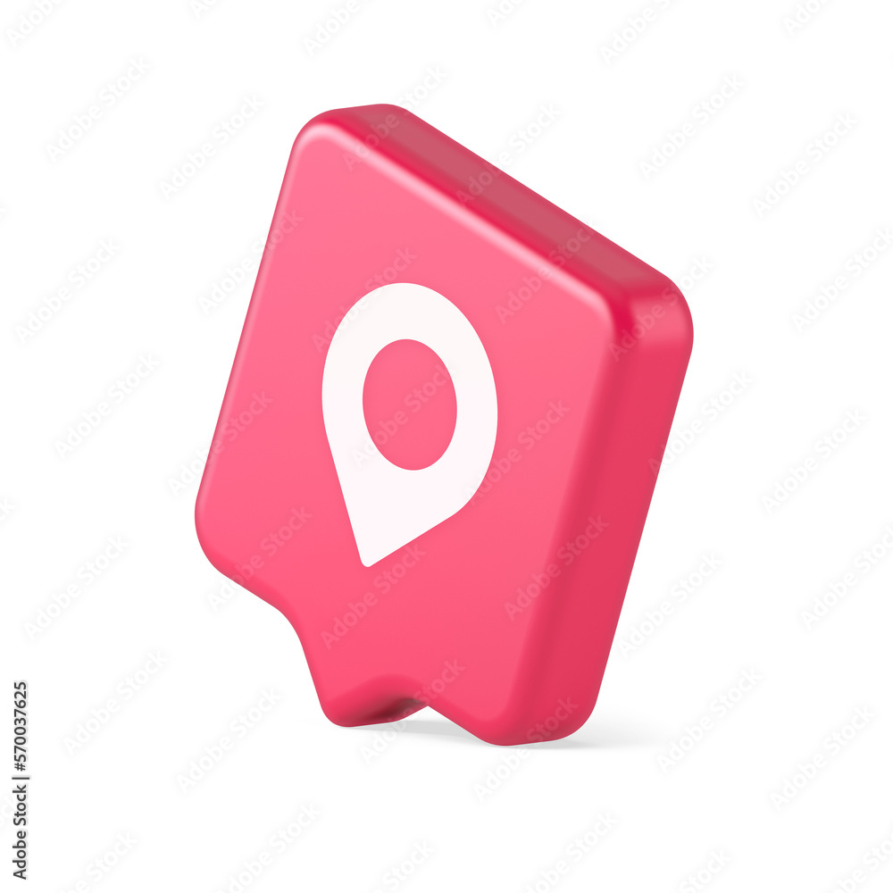 Poster gps map pin location service button application direction distance pointer 3d realistic speech bubbl
