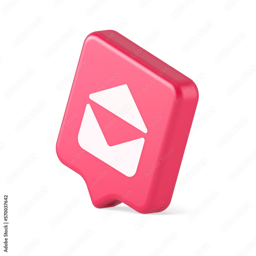 Poster email open envelope letter received incoming message button 3d realistic speech bubble icon