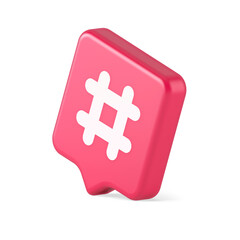 Obraz premium Hashtag button social network media communication symbol internet message key 3d speech bubble icon