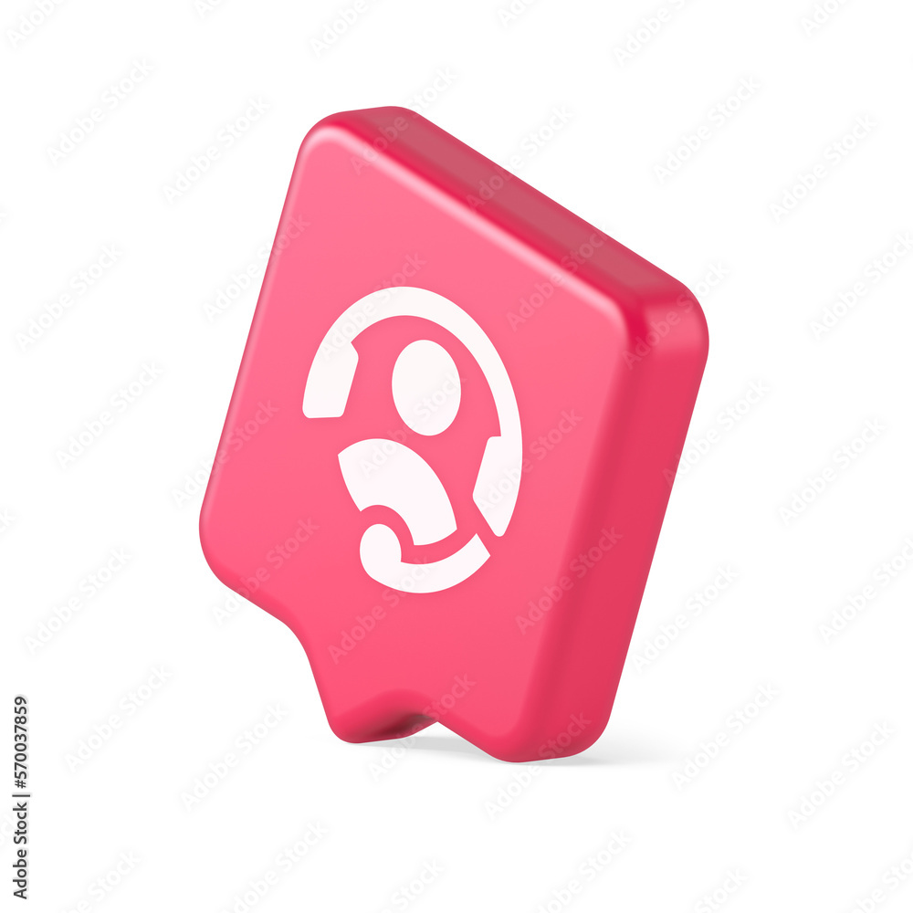 Poster customer support helpdesk assistance button call helpline connection 3d realistic speech bubble icon