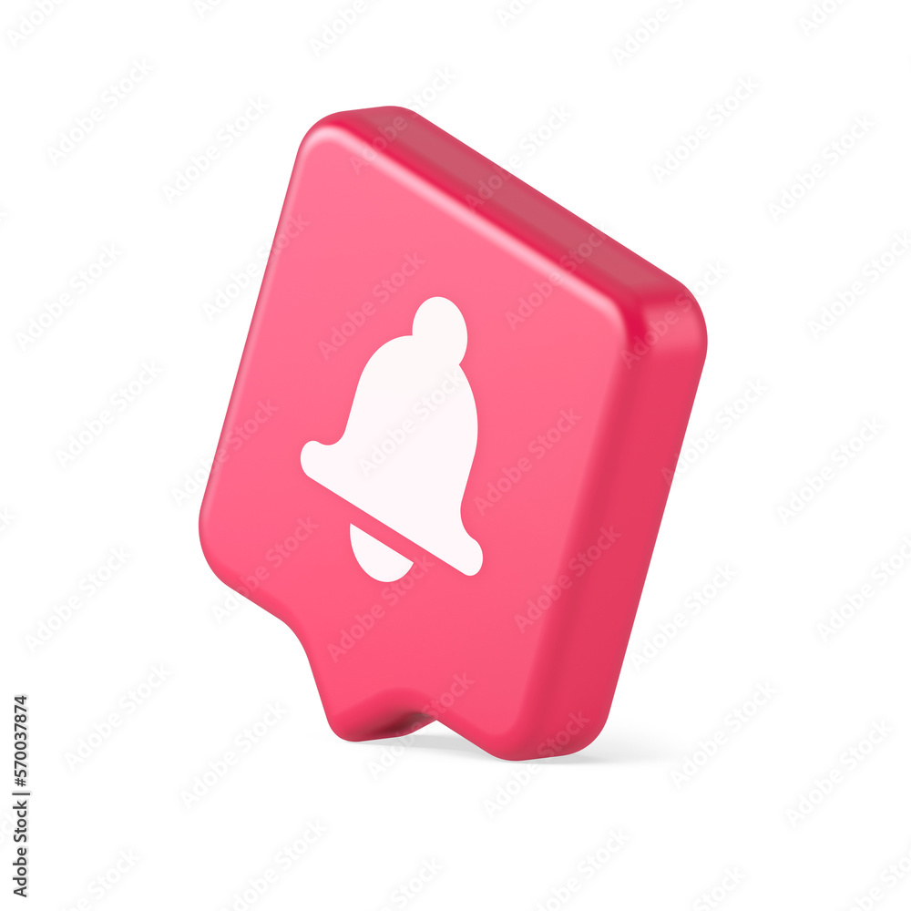 Poster Bell ring audio sound button signal push reminder cyberspace interface notification 3d speech bubble icon