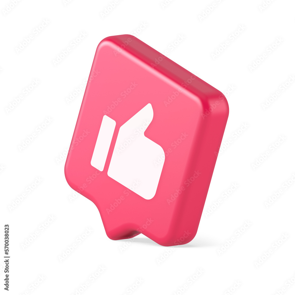 Poster Like thumb up approve rating button confirmation cool website networking 3d realistic speech bubble icon