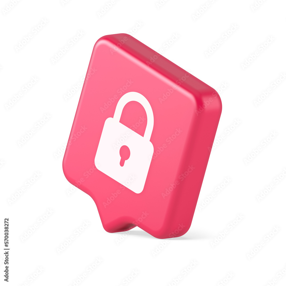 Poster padlock locking web access button password security protection safe encryption 3d speech bubble icon
