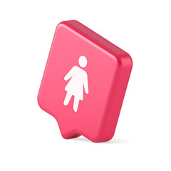 Woman silhouette staff member unrecognizable person button user profile interface 3d speech bubble icon