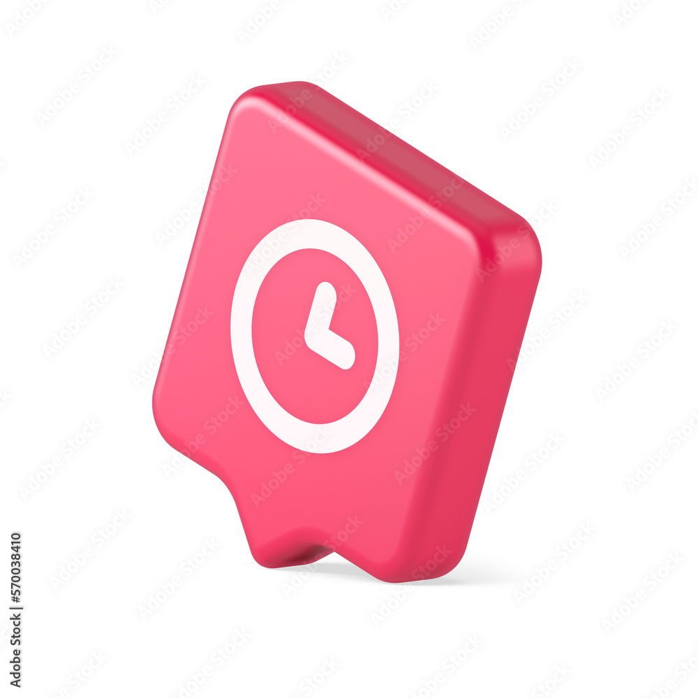 Poster timer countdown deadline control button time management watch web app design 3d speech bubble icon