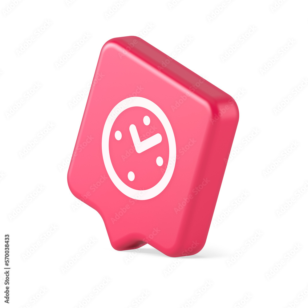 Poster alarm clock time countdown button deadline measurement 3d realistic speech bubble icon