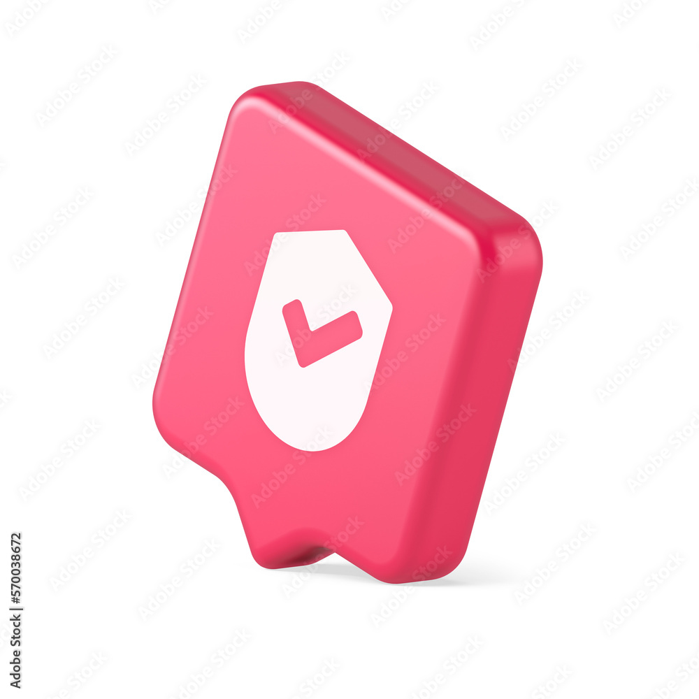 Aufkleber done checkmark shield button success protection approved password web app 3d realistic speech bubble