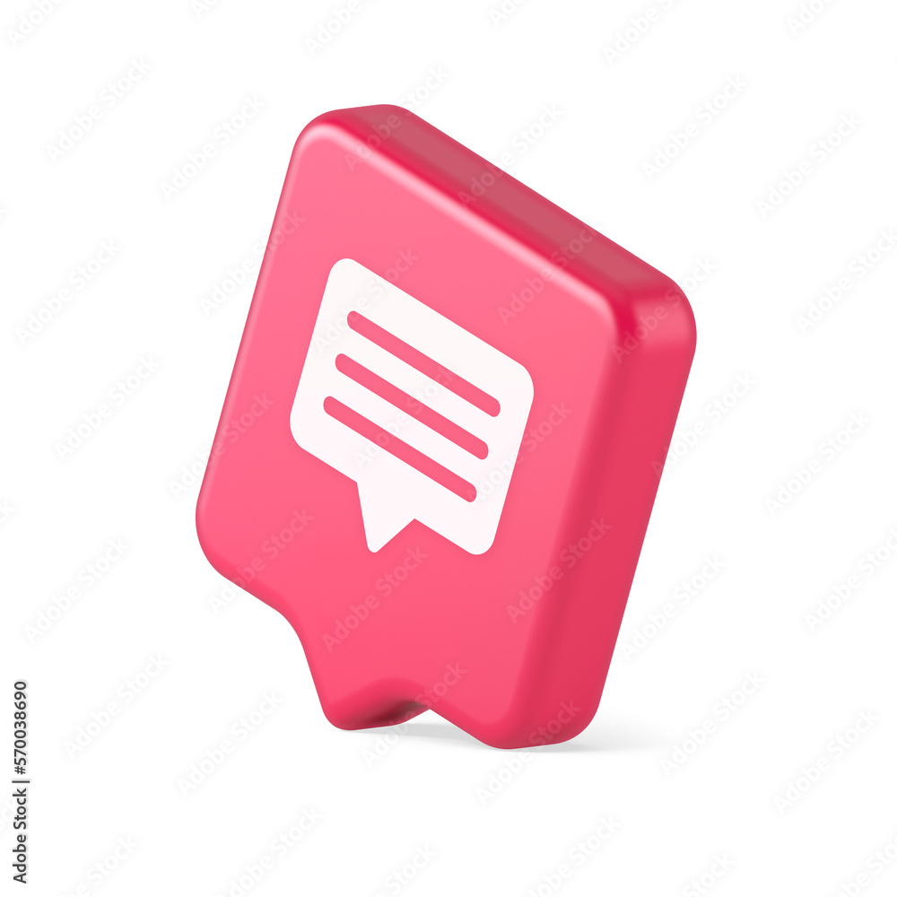 Poster chat box speech bubble button social networks texting internet communication 3d speech bubble icon