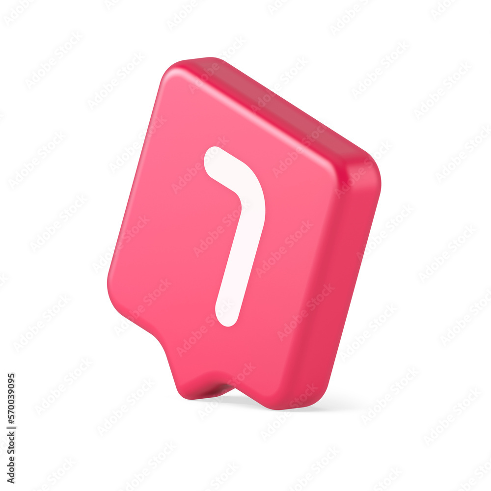 Poster seven number pink button accounting financial service web application panel 3d speech bubble icon