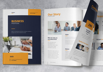 Business Proposal Brochure with Blue and Yellow Accents