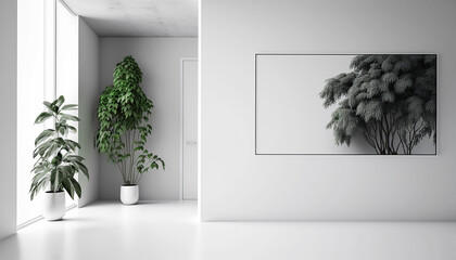 Staged Real Estate High Key with a bit of Greenery and copy space ~ Created using Generative AI