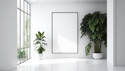 Staged Real Estate High Key with a bit of Greenery and Copy Space ~ Created using Generative AI