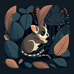 Sugar Glider Flat Illustration Generative AI