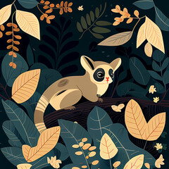 Sugar Glider Flat Illustration Generative AI