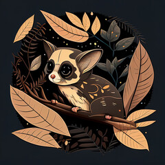 Sugar Glider Flat Illustration Generative AI