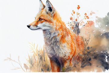 Watercolor fox created with AI