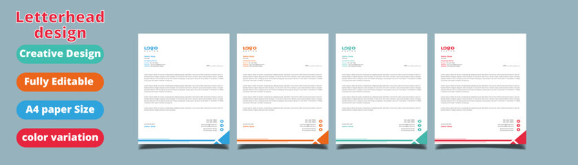 corporate modern letterhead design template with yellow, blue, green and red colors. creative modern letterhead design template for your project. letterhead, letterhead, Business letterhead design.