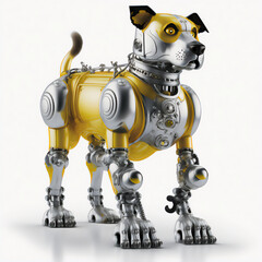 The stylish illustration of a stay dog in robot style in white background