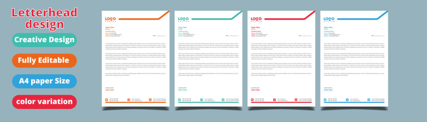 corporate modern letterhead design template with yellow, blue, green and red colors. creative modern letterhead design template for your project. letterhead, letterhead, Business letterhead design.