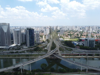 Fototapeta na wymiar Estaiada Bridge seem from above 