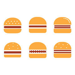 Set of Burger Icons, 6 different burger icons set