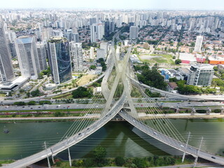 Fototapeta na wymiar Estaiada Bridge seem from above 