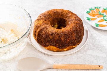 Carrot bundt cake with cream cheese frosting