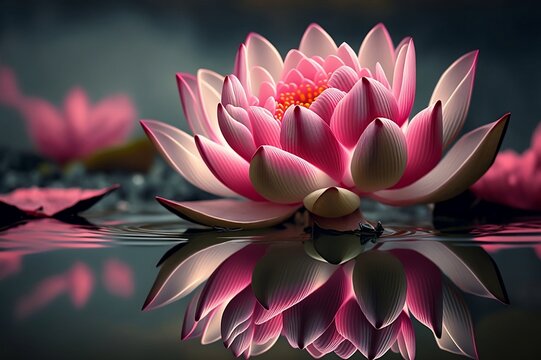 Lotus flower on water  - Illustration 