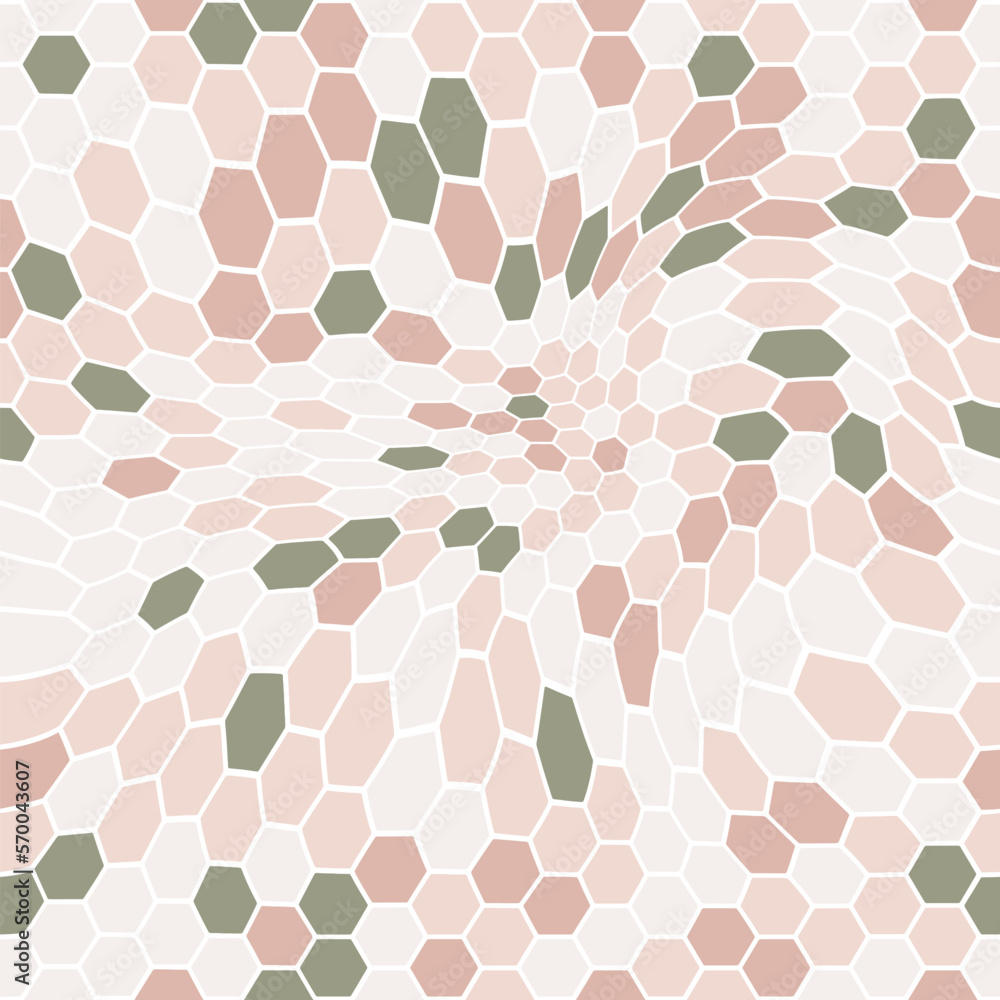 Aufkleber Abstract Seamless Pattern with Mosaic. Vector Background with Hexagons and Waves