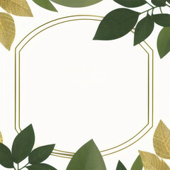 a white background frame with green leaves  ai generated