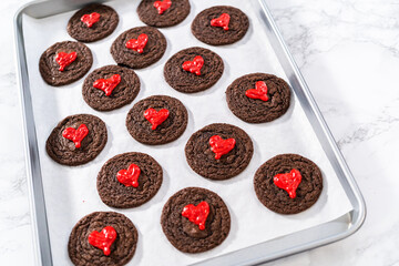 Chocolate Cookies with Chocolate Hearts