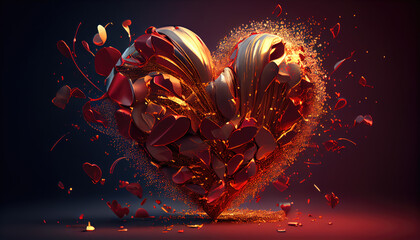explosion of a golden heart