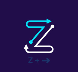 Linear letter Z logo. Unique logo. Abstract letter simple rotating arrow target icon. corporate identity vector eps.