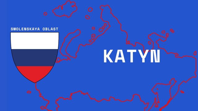 Katyn: Illustration mit dem Ortsnamen der russischen Stadt Katyn in der Region Smolenskaya Oblast