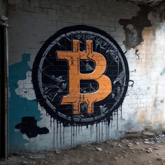 Bitcoin graffiti on wall
