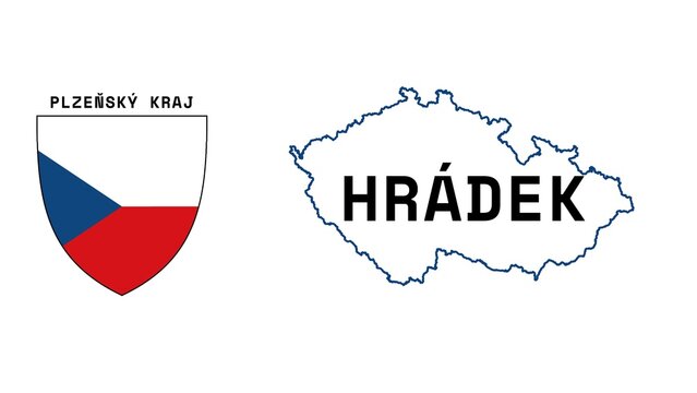 Hrádek: Illustration mit dem Ortsnamen der tschechischen Stadt Hrádek in der Region Plzeňský Kraj