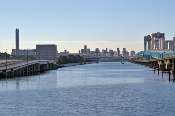 Fototapeta premium 品川埠頭橋からの京浜運河の風景