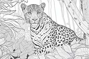 Foto op Plexiglas jaguar in the jungle for coloring book © Germano