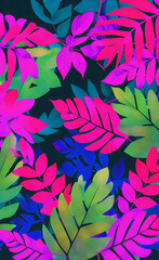 Colorful background with leaves, illustration, pattern, nature backdrop