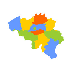 Belgium political map of administrative divisions - provinces. Blank colorful vector map.