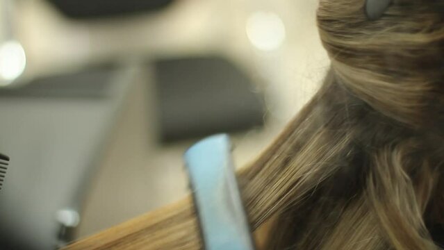 Flat iron in hair